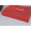 Gold Logo Hot Foiled Stamping Red Matt Coated Paper Bag with Cotton Rope Handles